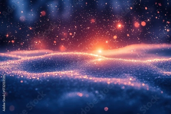 Obraz Sparkling golden wedding ring in focus against a bright blurred backdrop with sparkles.