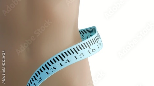 Obraz A 3d rendering of human bodies being measured with flexible measuring tape. The quantifiable aspects of the human body. Health, fitness, weight loss, and body measurement.