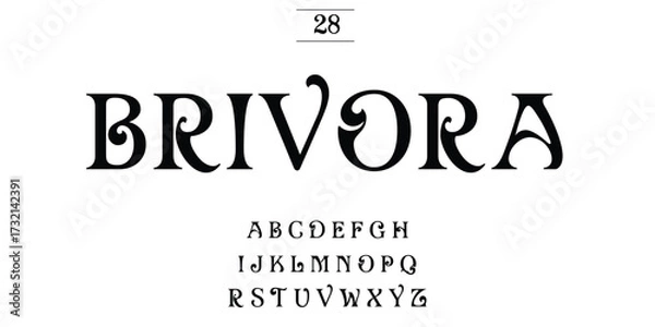 Fototapeta Elegant vintage serif font brivora alphabet display with decorative flourishes