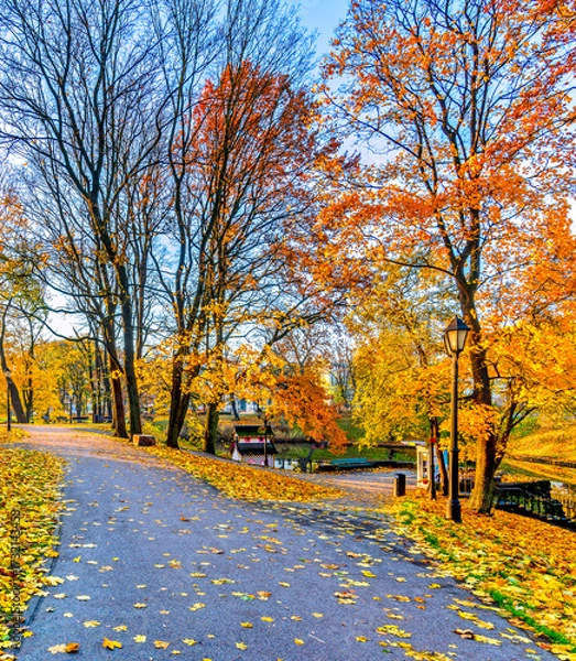 Obraz Autumn in public domain city park in Riga - the capital of Latvia, Baltic region