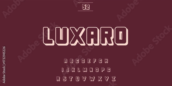 Fototapeta Luxaro bold retro font display with geometric shapes and numbers