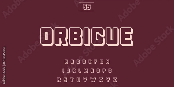 Fototapeta Retro orbique font style with decorative elements on burgundy background