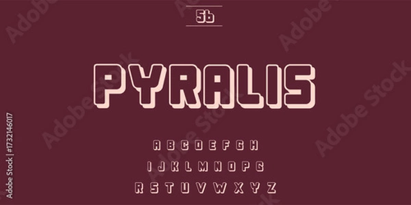 Fototapeta Retro pyralis font with subtle shadow effect on a deep red background