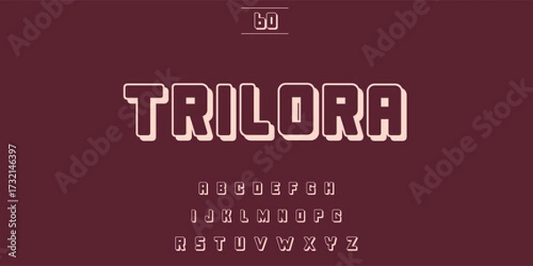 Fototapeta Retro futuristic font trilora with bold letters and a dark background