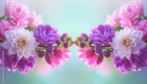 Fototapeta A symmetric and mirrored floral border.