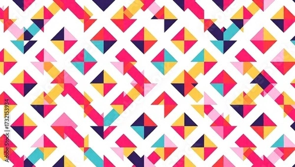Fototapeta Vibrant geometric pattern with overlapping triangles and squares