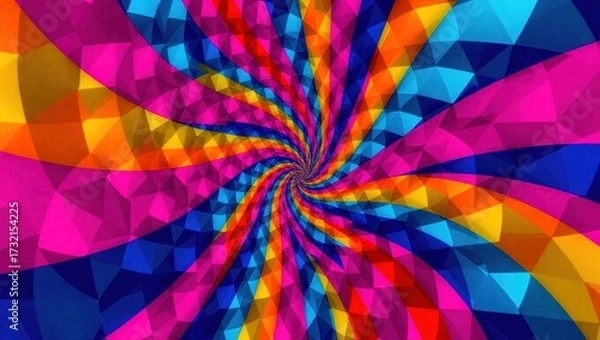 Fototapeta Vibrant Geometric Swirl: A Kaleidoscope of Color and Angular For