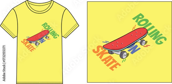 Obraz Rolling on skate T-shirt design vector illustration
