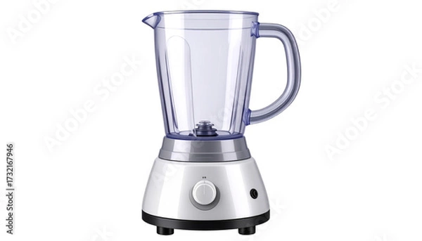 Obraz A realistic PNG of a kitchen blender with clear glass jar and sturdy base. Ideal for cooking graphics, recipe designs, kitchen product ads, and food preparation themes.