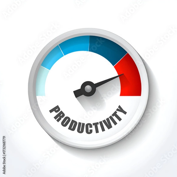 Obraz Speedometer-style productivity meter indicating high performance and business success.