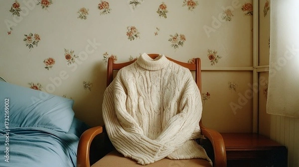 Fototapeta Cozy Sweater on a Vintage Chair