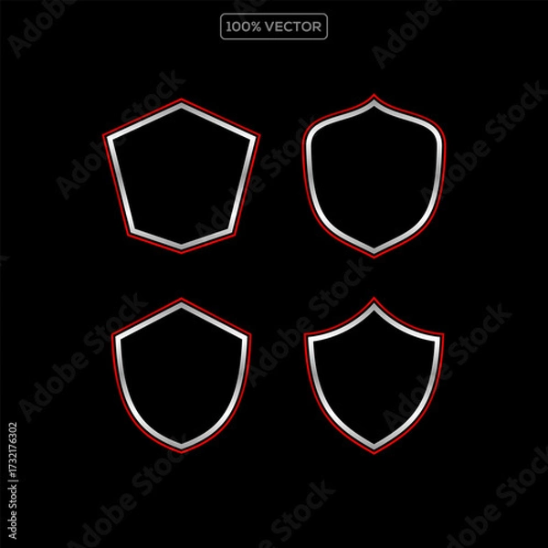 Obraz Automotive shield badge template vector set. Blank shield outline border frame vector
