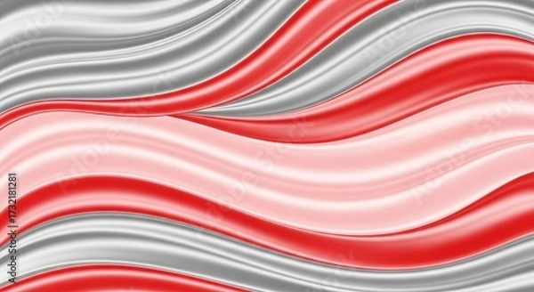 Obraz Abstract Flowing Waves of Red White and Gray Colors with Soft Shading