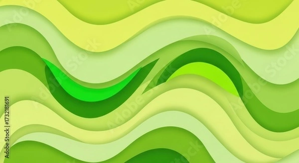 Obraz Abstract Green Wavy Layers Smooth Organic Flowing Nature Inspired Art