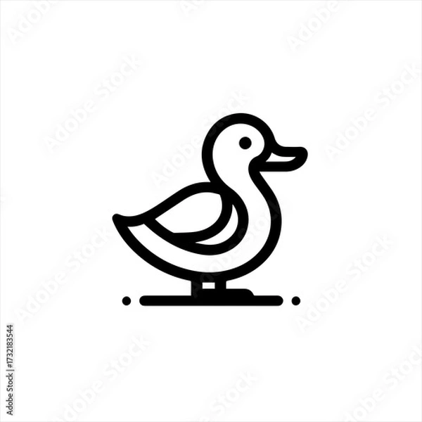 Obraz Simple black outline icon of a duck on a white background