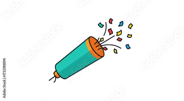 Obraz Party popper simple icon. Flat illustration of confetti cannon 