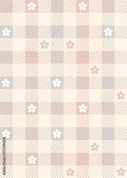 Fototapeta Floral  plaid seamless pattern in pastel colors
