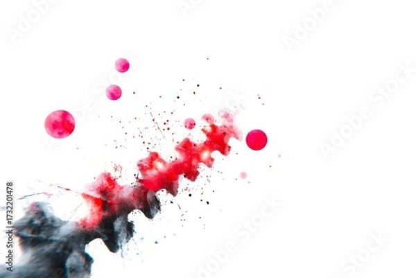 Fototapeta Abstract Art Piece Featuring Vibrant Colors and Dynamic Splashes on White