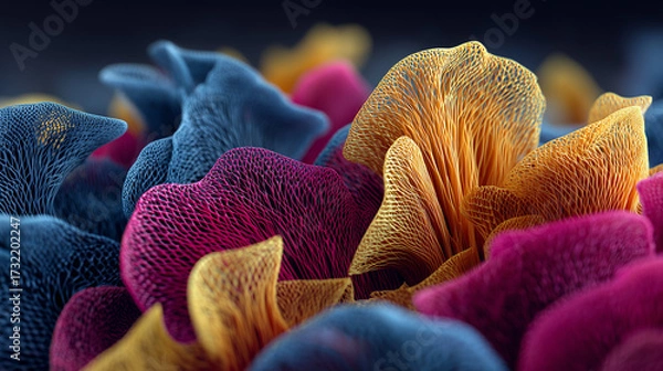 Fototapeta Vibrant abstract petals in macro texture forming a colorful floral dreamscape for creative design