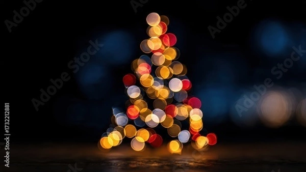 Fototapeta Christmas Tree Bokeh, a concept on holiday celebration, warmth, and festive magic.