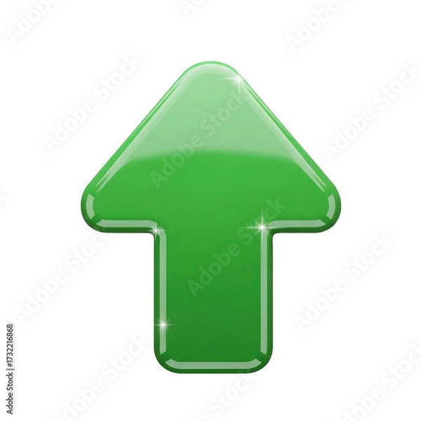 Obraz Green plastic arrow up 3d icon sign isolated on transparent background 