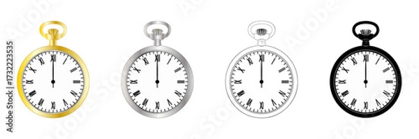 Obraz アンティークな懐中時計のイラストセット