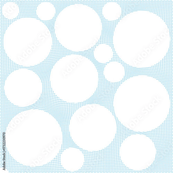 Fototapeta white speech circle bubbles in blue mesh vector background