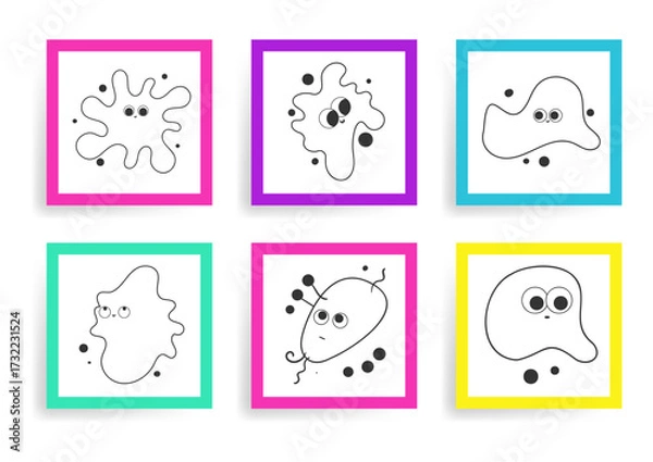 Obraz Cooring Page  Funny Microbes and Viruses Vector Pack