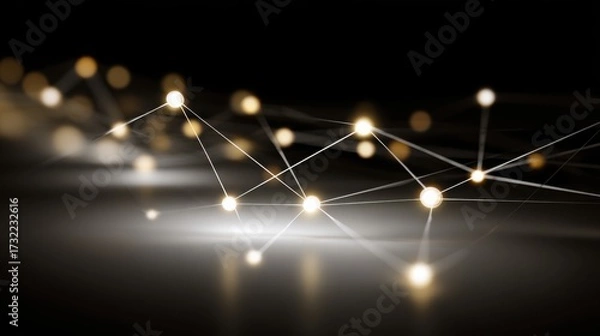 Fototapeta node. Abstract digital network concept with glowing nodes and connections, representing futuristic technology. product launch decks.