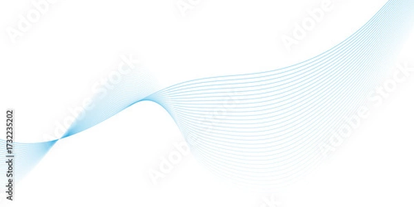 Fototapeta abstract blue wave line background, frame of abstract vector blue wave melody lines on white background, technology futuristic blue waves curve lines banner background, dynamic sound wave isolated.
