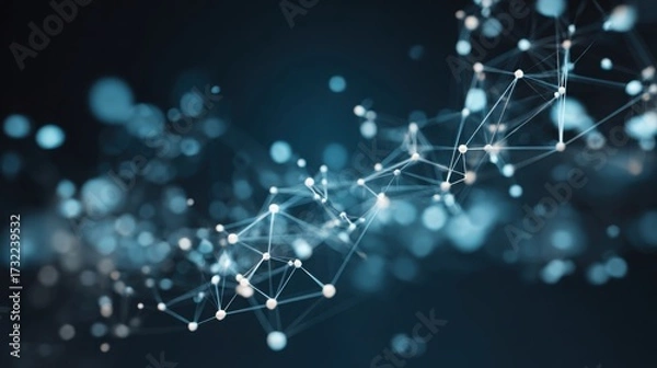 Fototapeta node. Abstract digital network concept with glowing nodes and connections, representing futuristic technology. product launch decks.