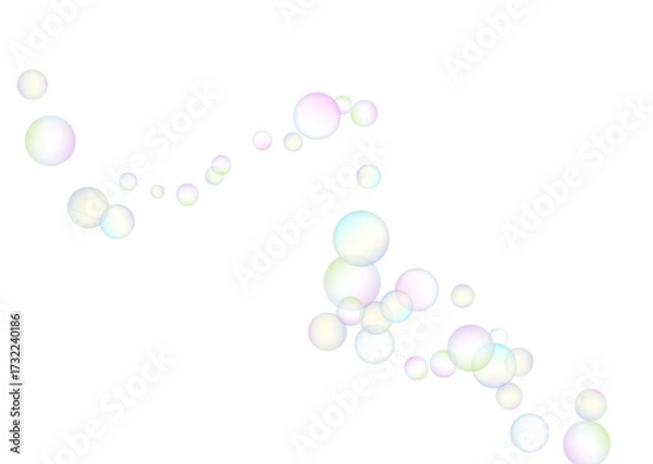 Fototapeta Soap bubbles flew randomly on a white background