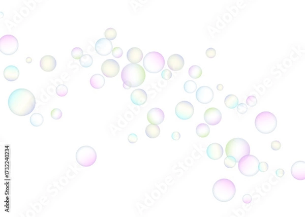 Fototapeta Soap bubbles flew randomly on a white background