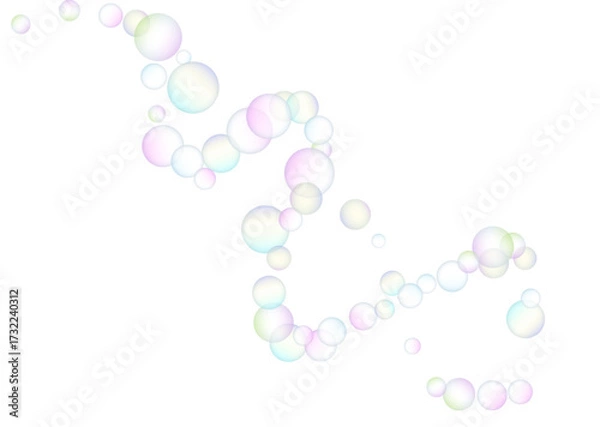 Fototapeta Soap bubbles flew randomly on a white background