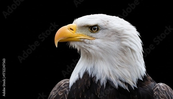 Fototapeta Bald Eagle Portrait On Black Background