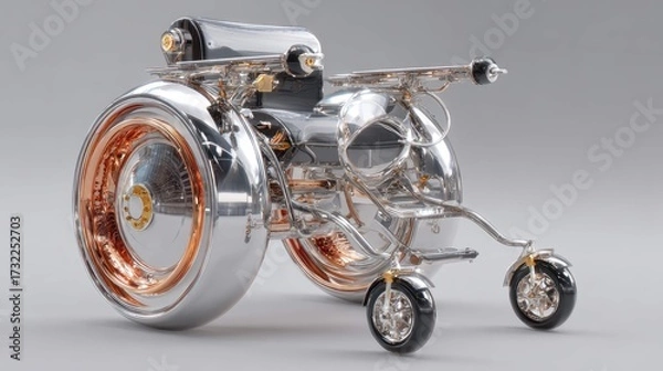 Fototapeta an intricate and futuristic looking motorcycle that is uniquely designed with wheels positioned at the center