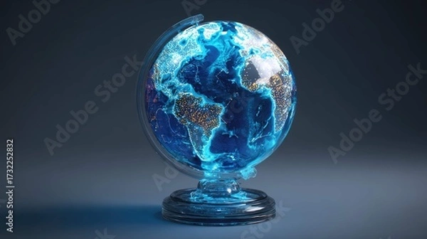 Fototapeta a globe decoration, prominently displayed against a dark background