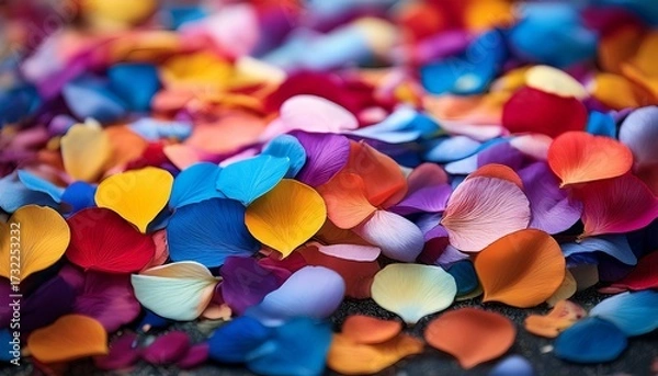 Fototapeta Color Petals A Close Up Shot Of Colorful Flower Petals Gracefully Scattered Across The Ground Presenting A Vibrant And Visually Stunning Abstract Background