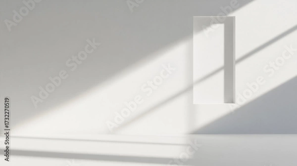 Obraz Light and Shadow, Sharp sunlight creating geometric shadows through a window frame, showcasing a striking interplay of light and architecture.