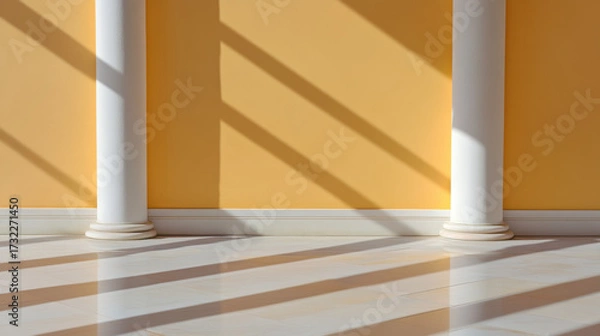 Obraz Light and Shadow, Sunlight streaming through a skylight illuminating a serene indoor space.