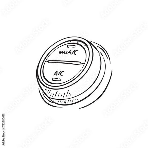 Obraz Air conditioning button in a car. Hand drawn in black and white. 