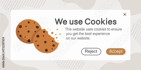 Fototapeta We Use Cookies. Vector window for a website notification.