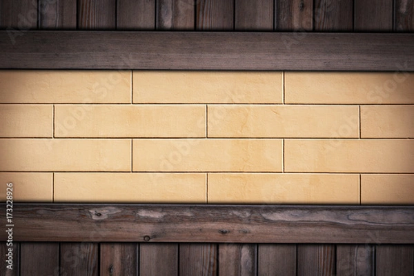 Obraz yellow Concrete Pattern wall on wooden background