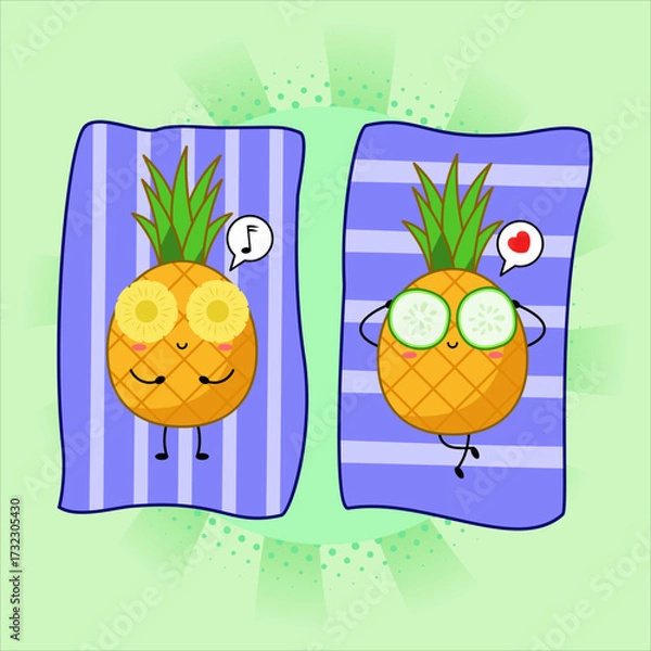 Fototapeta Cute pineapple cartoon.Vector illustration design. EPS 10.