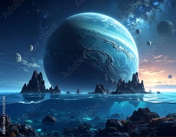 Obraz Cosmic underwater scene