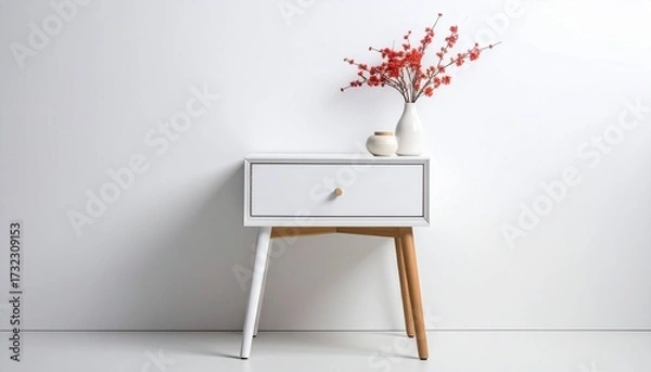 Fototapeta easel with blank canvas on wall
