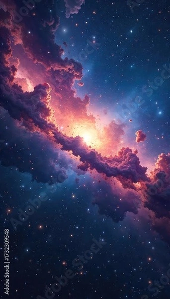 Fototapeta Swirling Nebulae and Distant Galaxies A Cosmic Tapestry of Mystery and Wonder