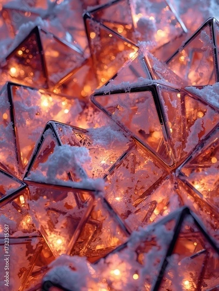 Obraz Geometric Orbs with Festive Lights and Snow