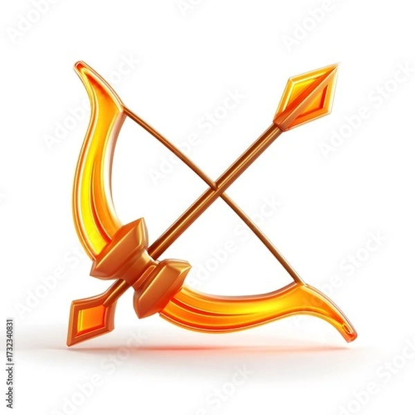 Obraz Orange Archery Bow and Arrow Icon with Modern Design Elements