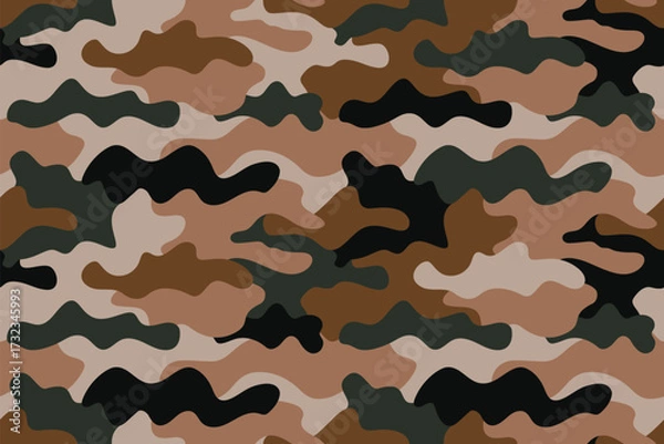 Fototapeta camouflage seamless pattern background vector texture military textile army camo clothing brown colors